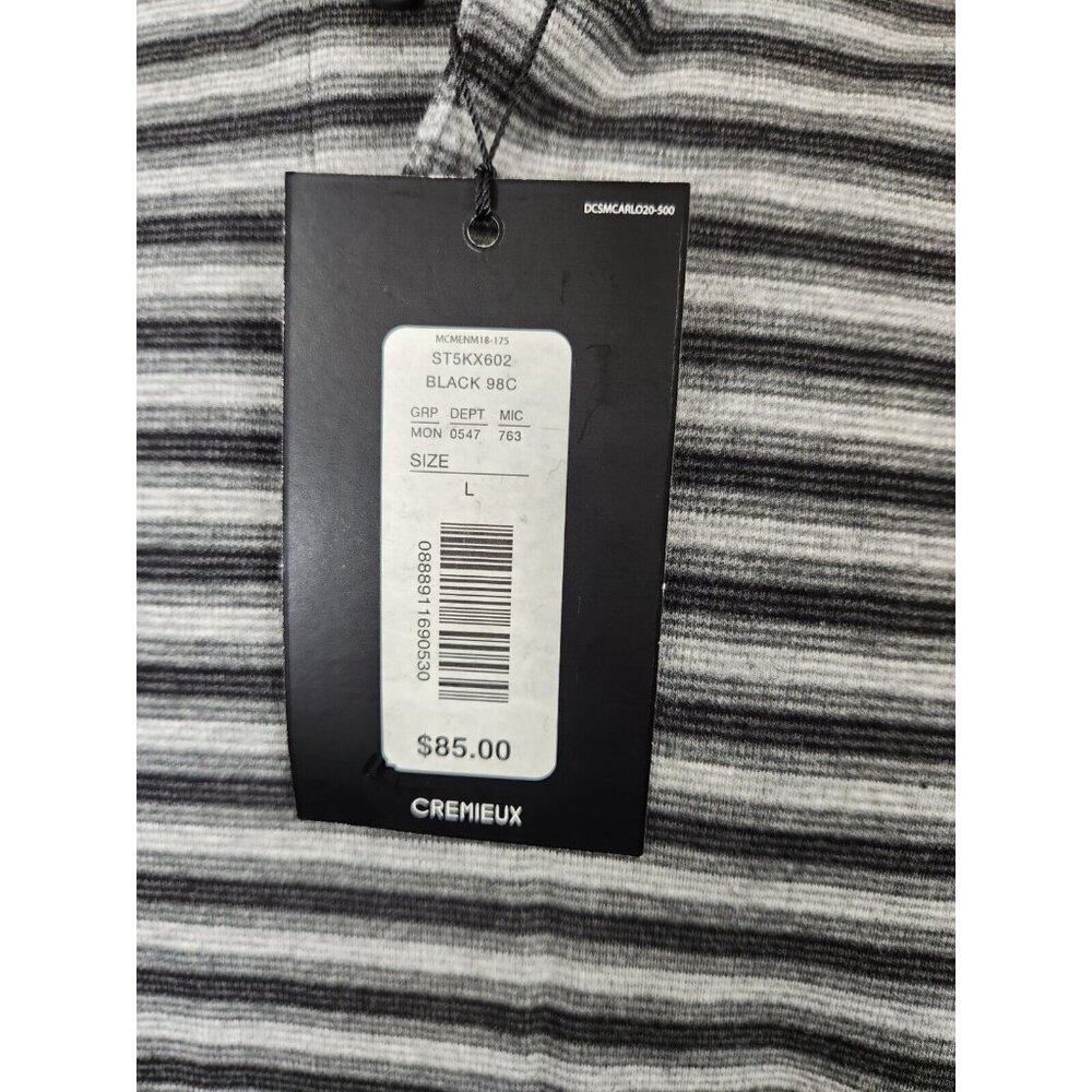 Cremieux Mens Size L Polo Shirt Black Gray Striped Monte Carlo 100% Cotton -25 - Picture 3 of 11